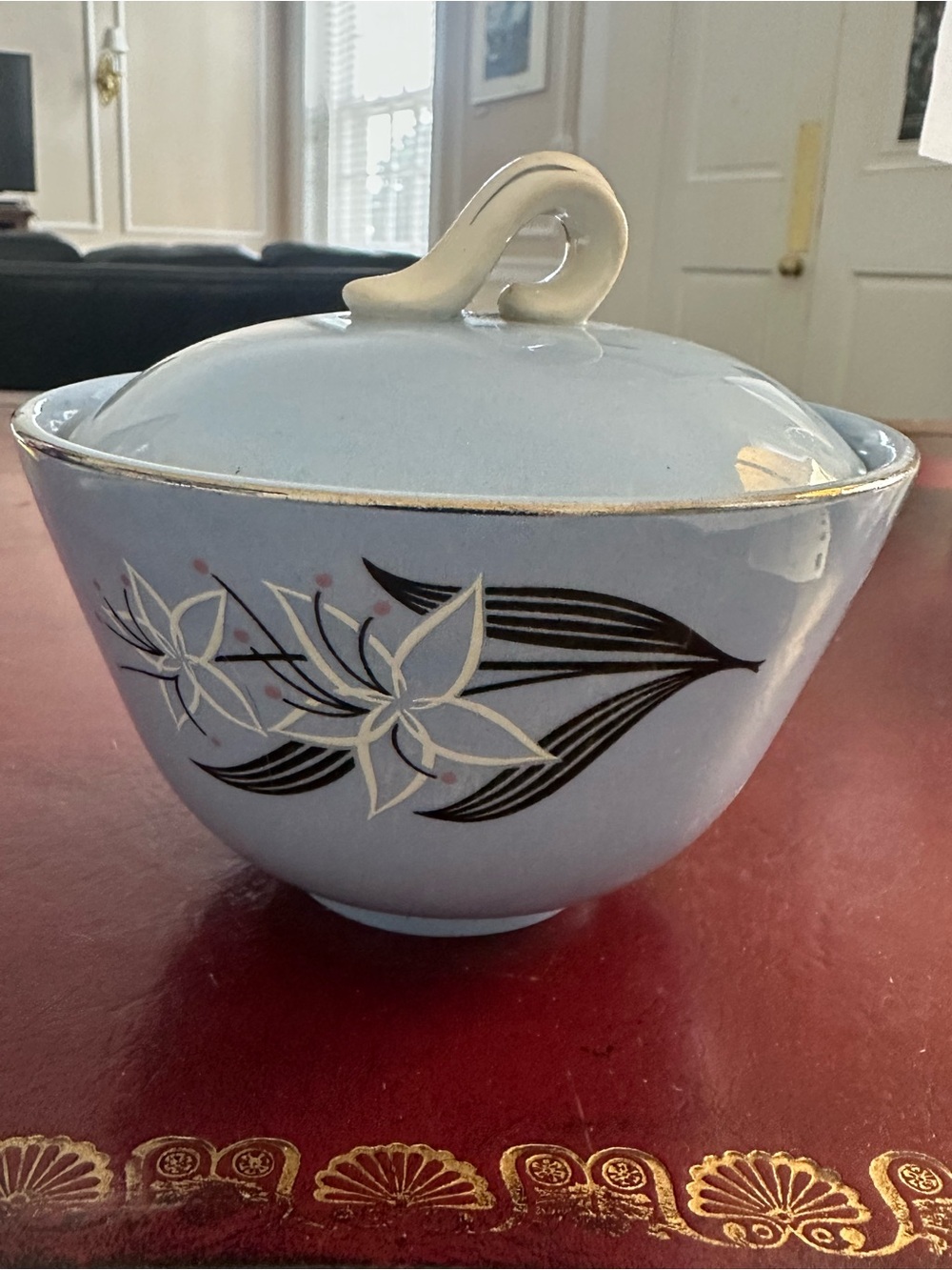 Vintage Homer Laughlin Skytone Lidded Sugar Bowl